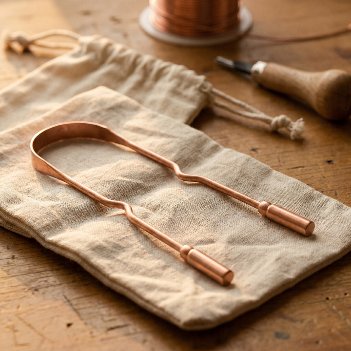 Pure copper tongue scraper