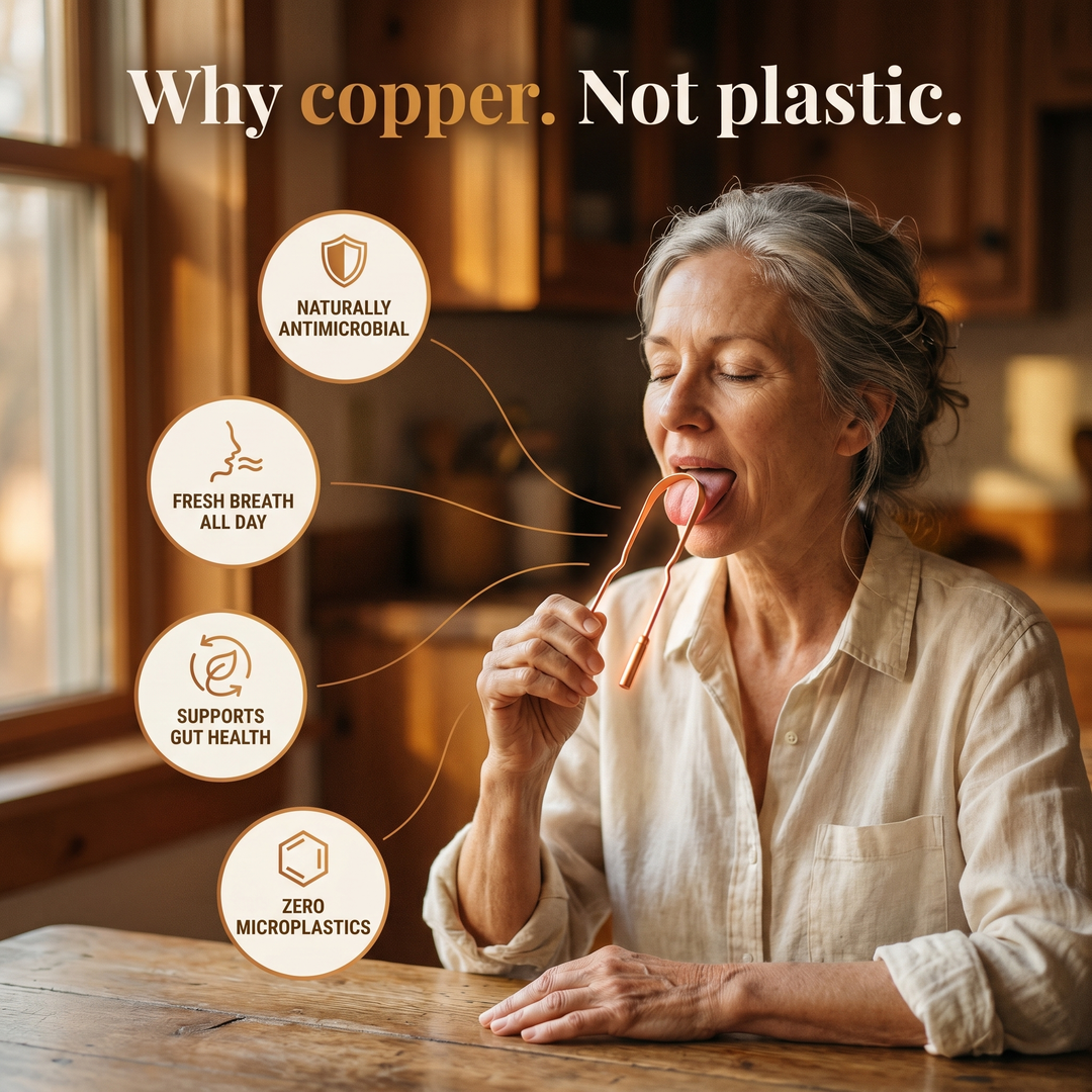 Pure copper tongue scraper