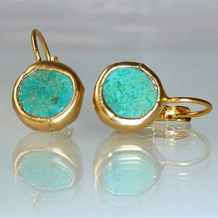 Gold earrings with turquoise