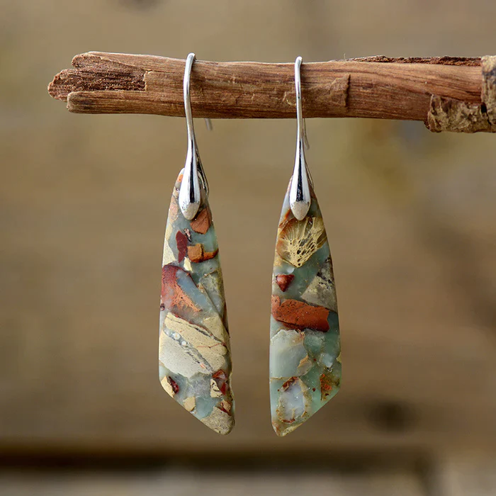 Charm Vintage Earrings with Natural Stone