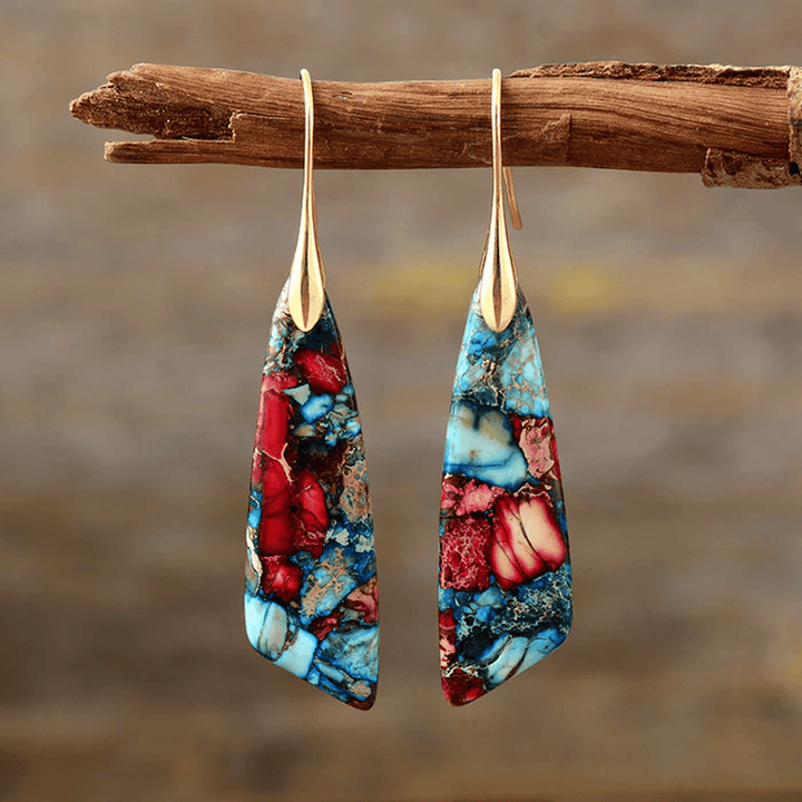 Vintage silver and gold earrings with colorful stones