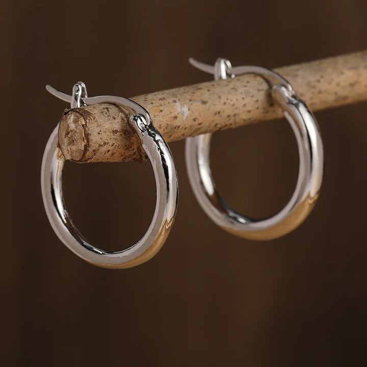 Classic Polished Silver Hoop Earrings - Haller