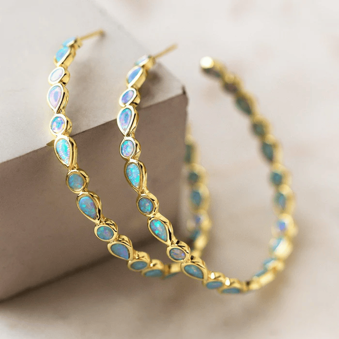 Vintage Ring & Earrings with Blue Opal