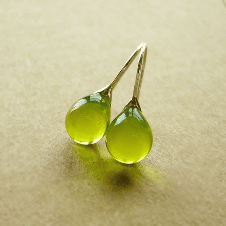 Vintage olive green crystal drop earrings