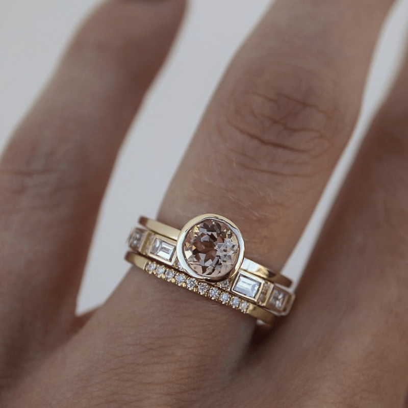 Gold ring set with inset crystal