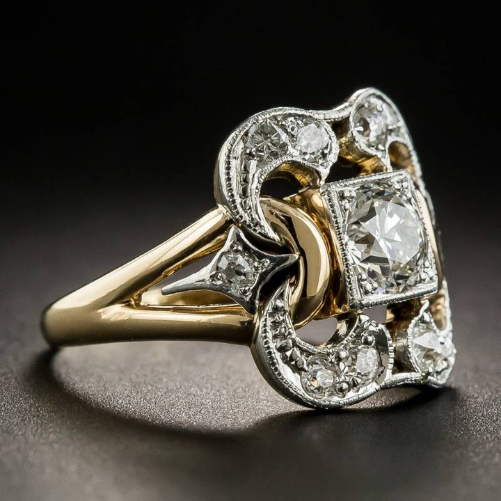 Classic Gold Ring with Vintage Cubic Zirconia