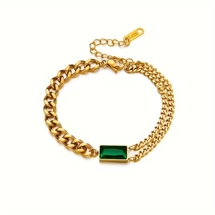 Timeless Gold Emerald Bar Bracelet