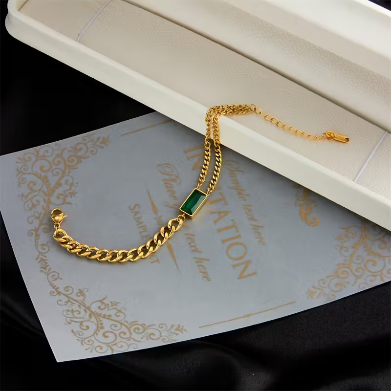 Timeless Gold Emerald Bar Bracelet