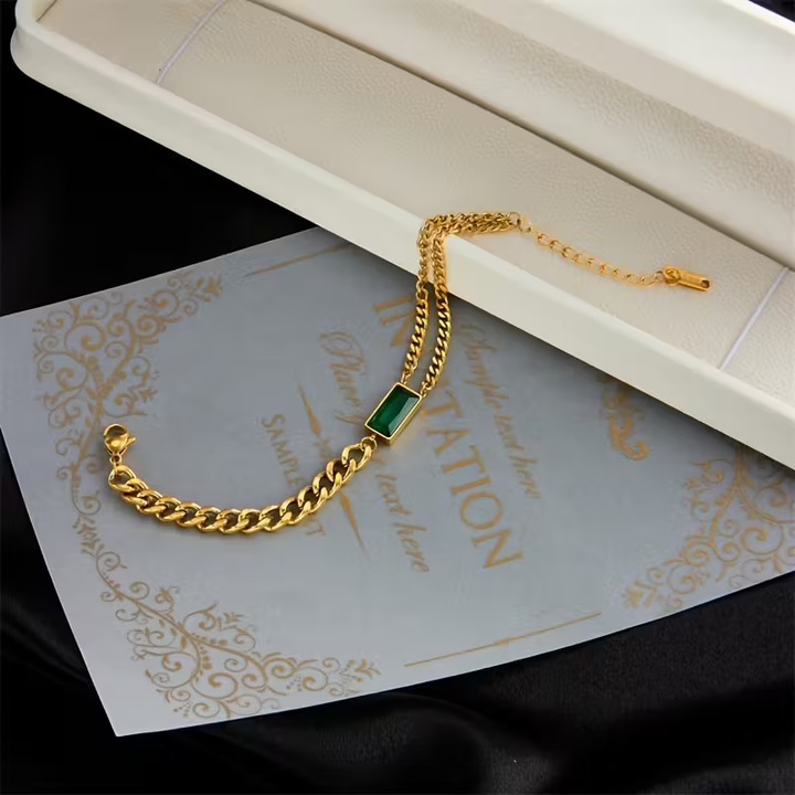 Timeless Gold Emerald Bar Bracelet