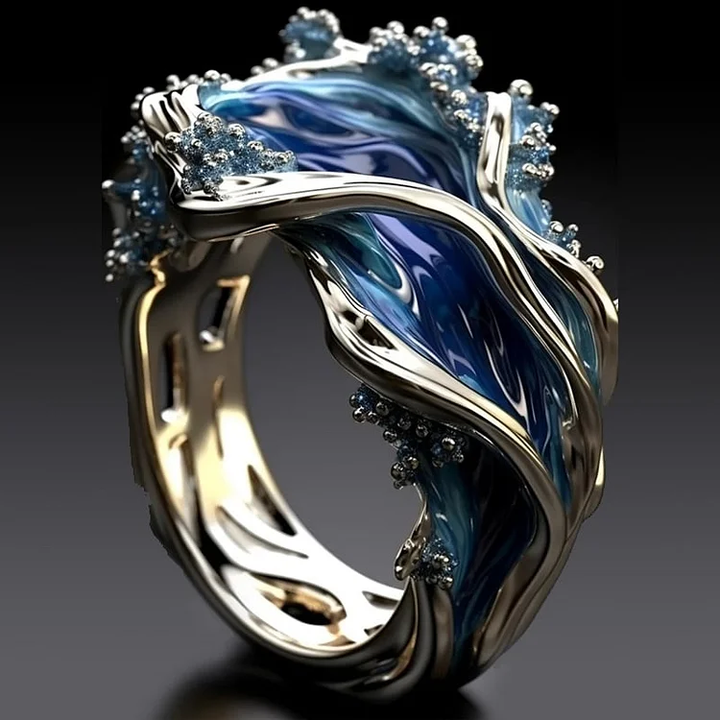 Vintage Gold Ring Ocean Wavy