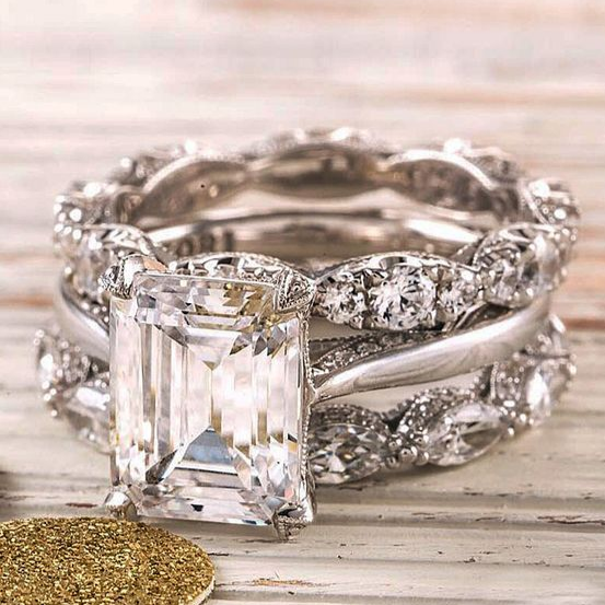 Vintage shiny silver multi-row ring