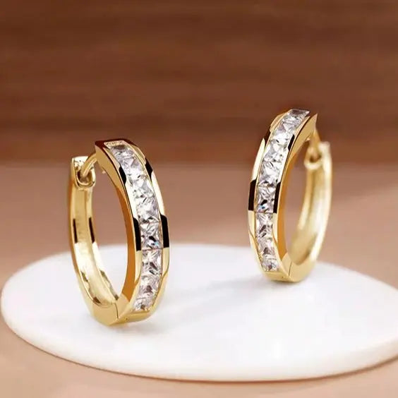Chic gold hoop earrings with crystals