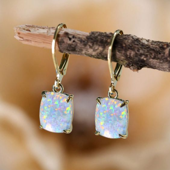 Vintage earrings with white opal