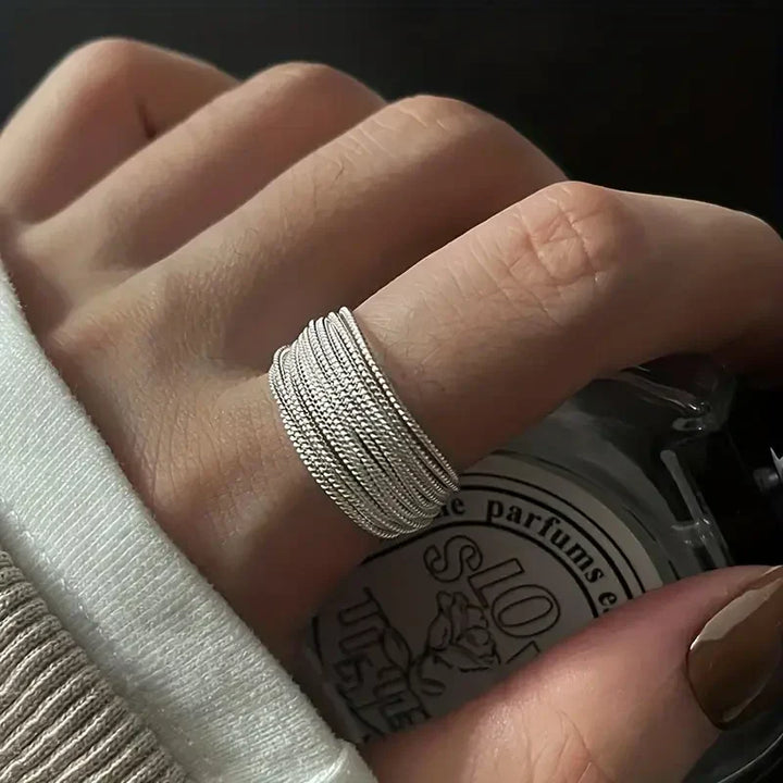 Moonveil Layered Ring | White Gold