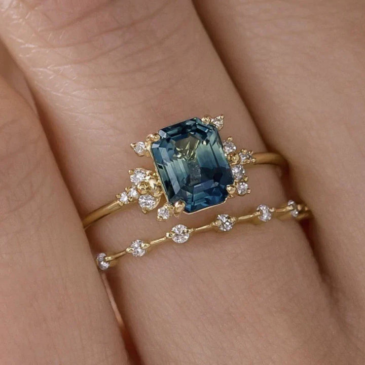 Ring Set Blue Crystal Shine