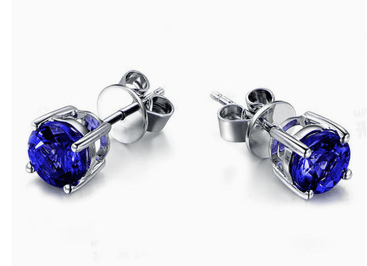 Minimalist Sapphire Stud Earrings in Princess Cut