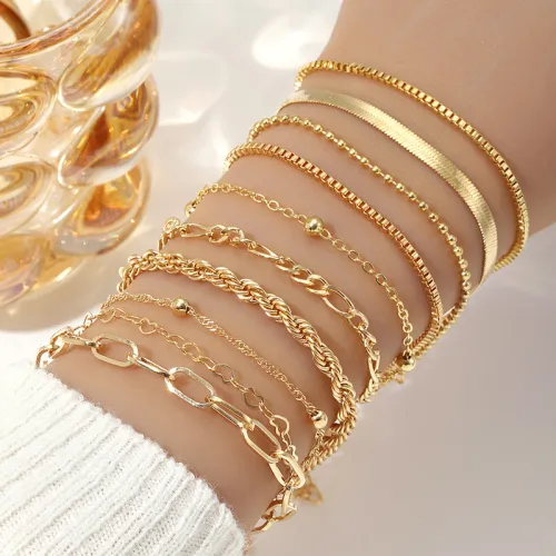 Stackable Gold Pearl Bracelet Set