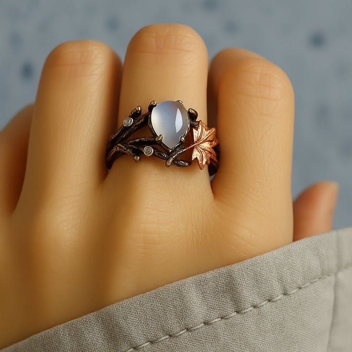 Natural ring with moonstone