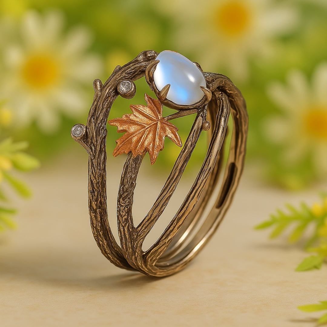 Natural ring with moonstone