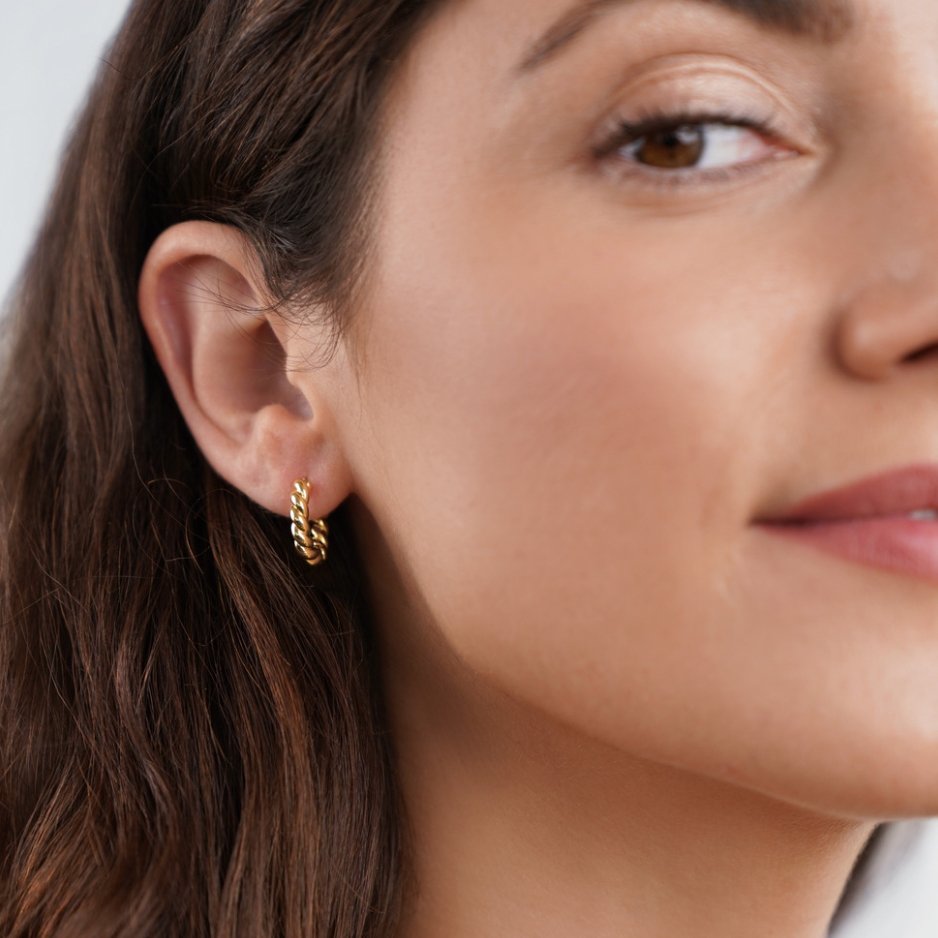 Gold Earrings with a Twist