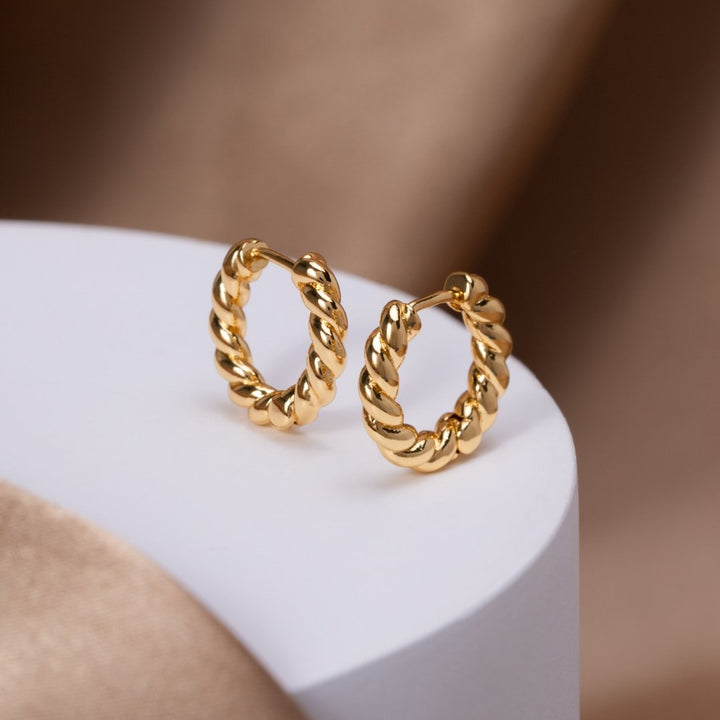 Gold Earrings with a Twist