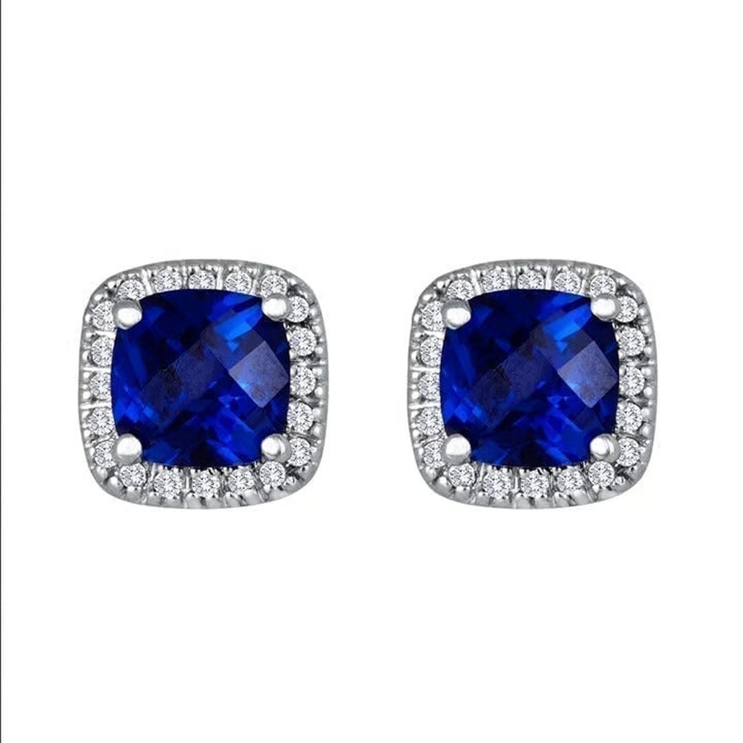 Square sapphire stud earrings