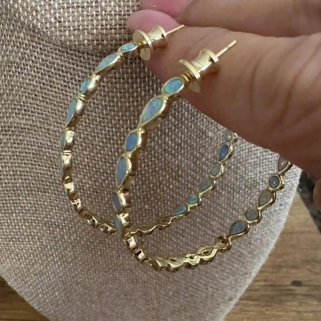 Vintage Ring & Earrings with Blue Opal