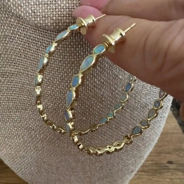 Vintage Ring & Earrings with Blue Opal