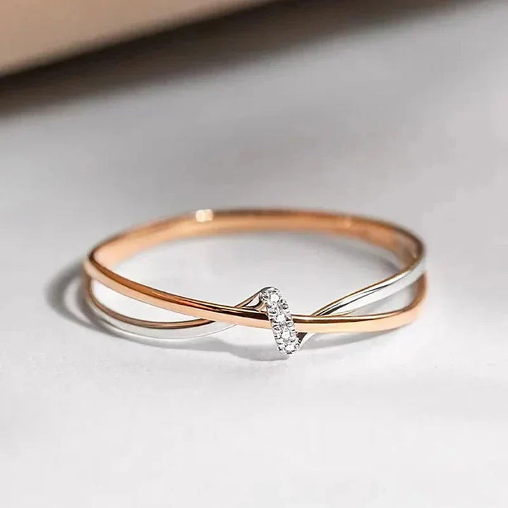 Criss-Cross Ring in Rose Gold and Silver