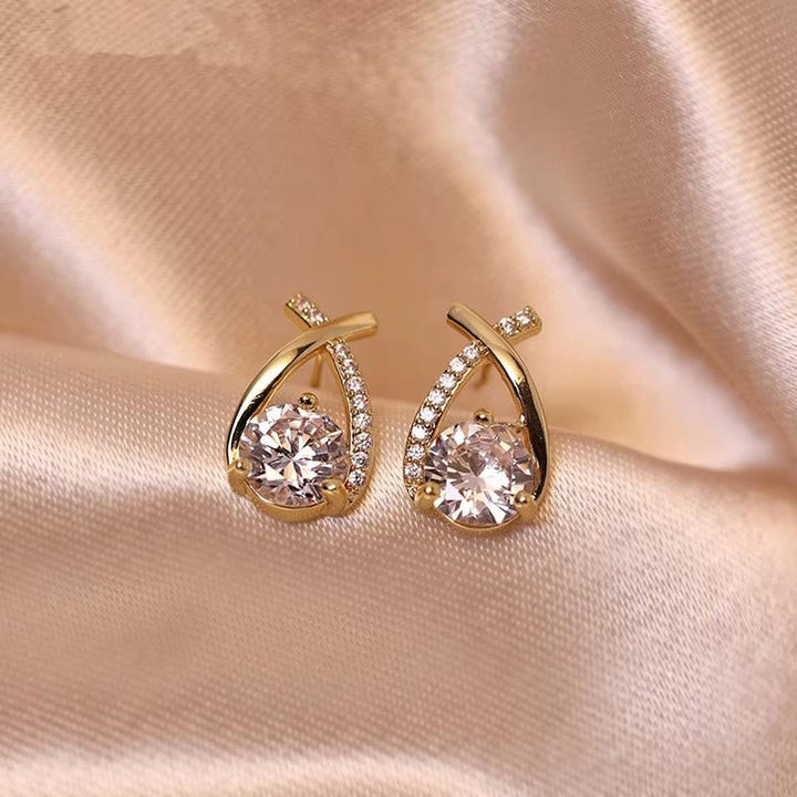 Luxurious Intertwined Zirconia Drop Stud Earrings