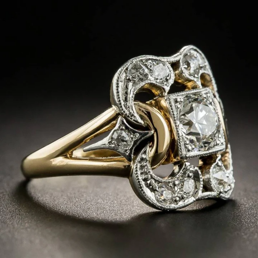 Vintage Gold Ring with Cubic Zirconia