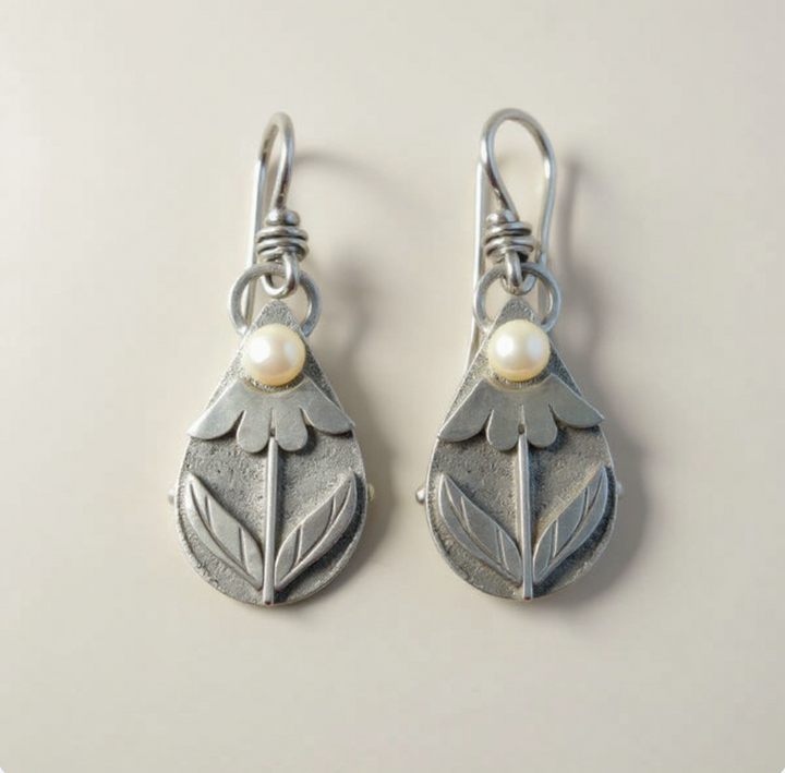 Vintage earrings with floral drops