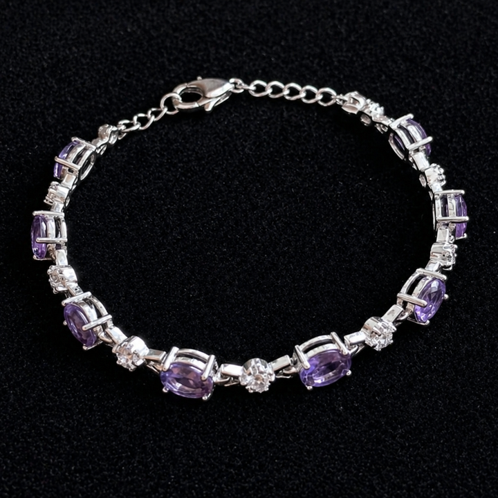 Elegant Amethyst and White Gold Necklace Bracelet