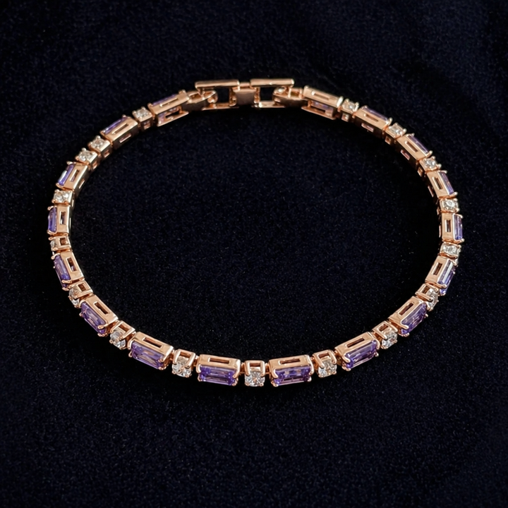 Elegant Amethyst and Rose Gold Bracelet