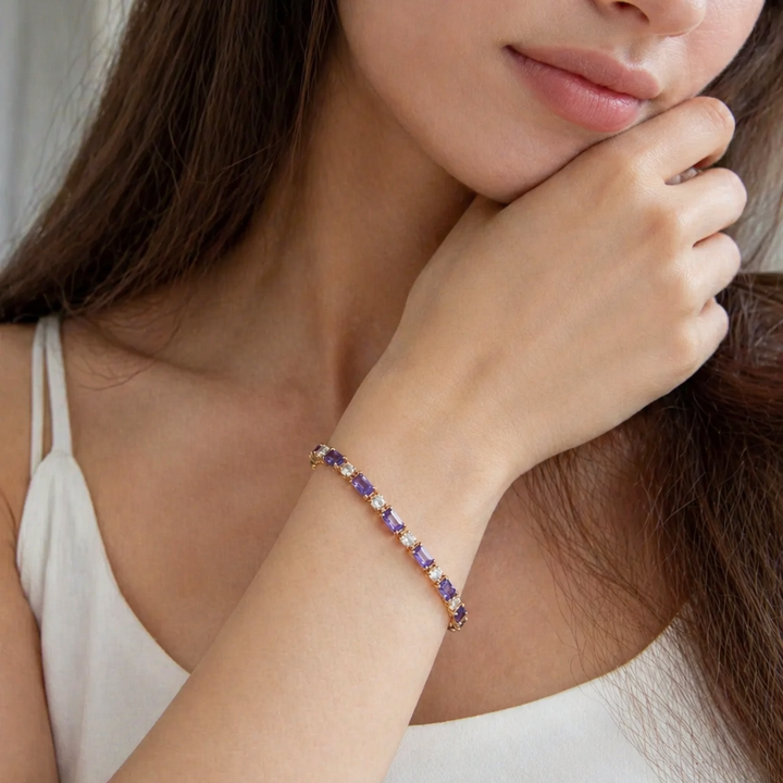 Elegant Amethyst and Rose Gold Bracelet