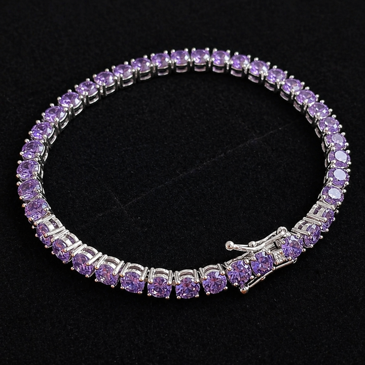 Elegant Amethyst and White Gold Bracelet