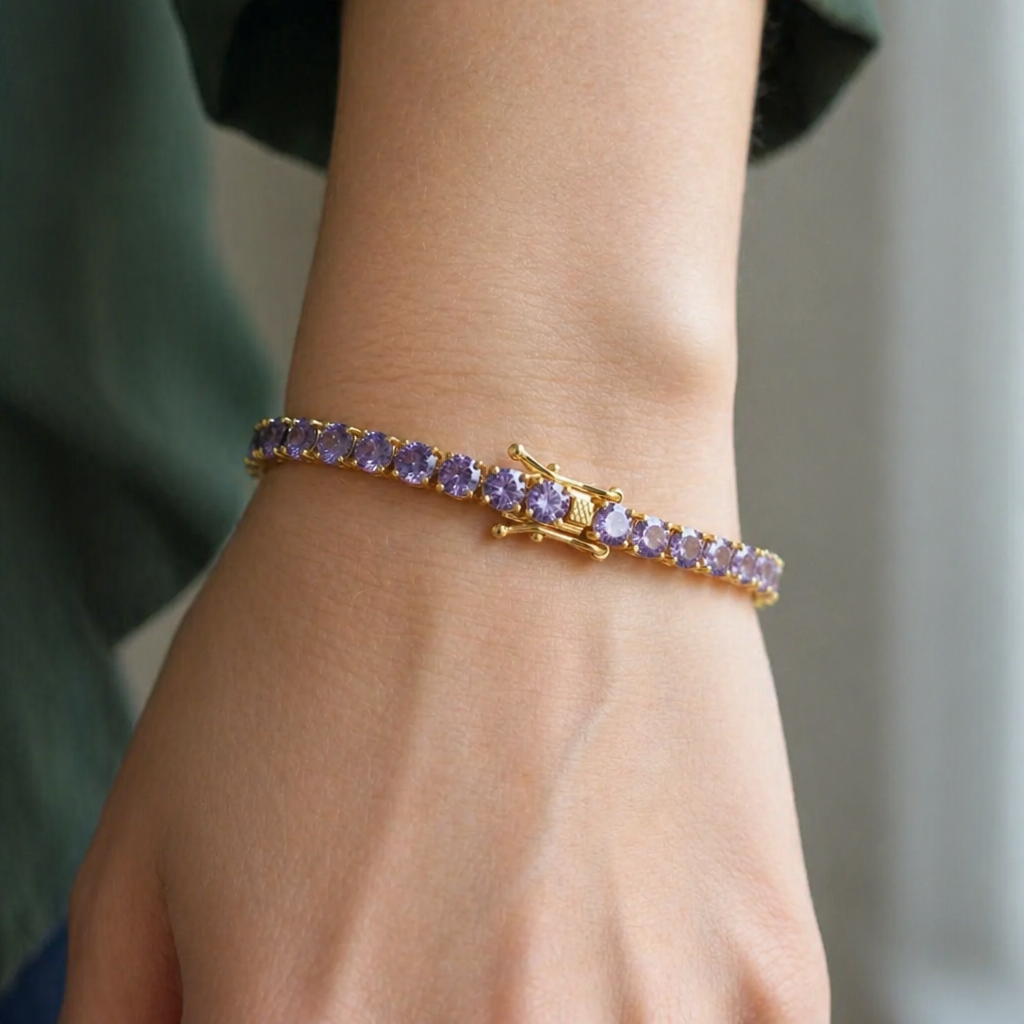 Elegant Amethyst and White Gold Bracelet