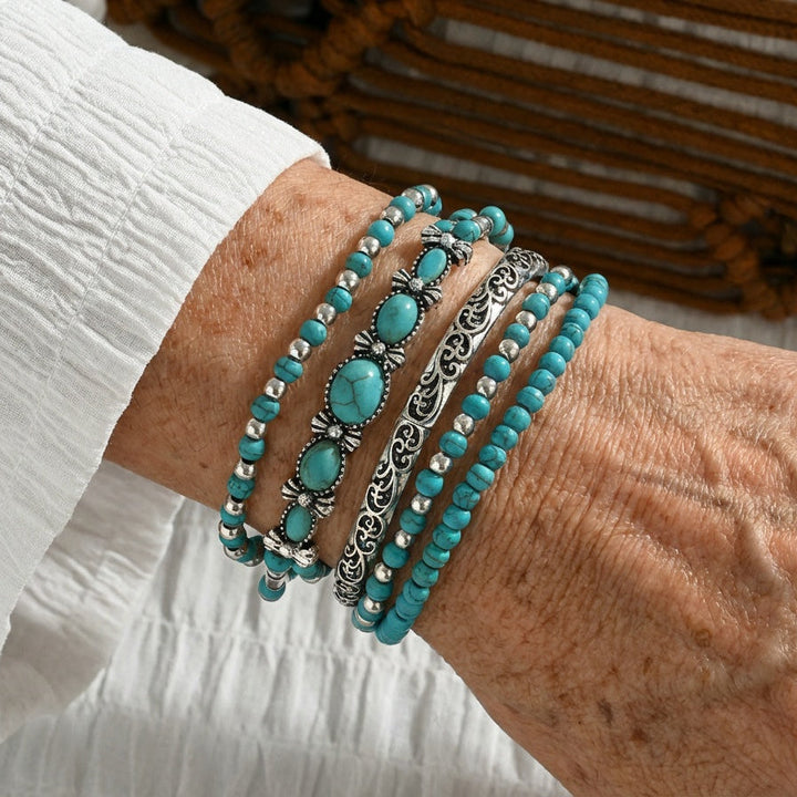 Premium Turquoise Pearl Bracelet Set
