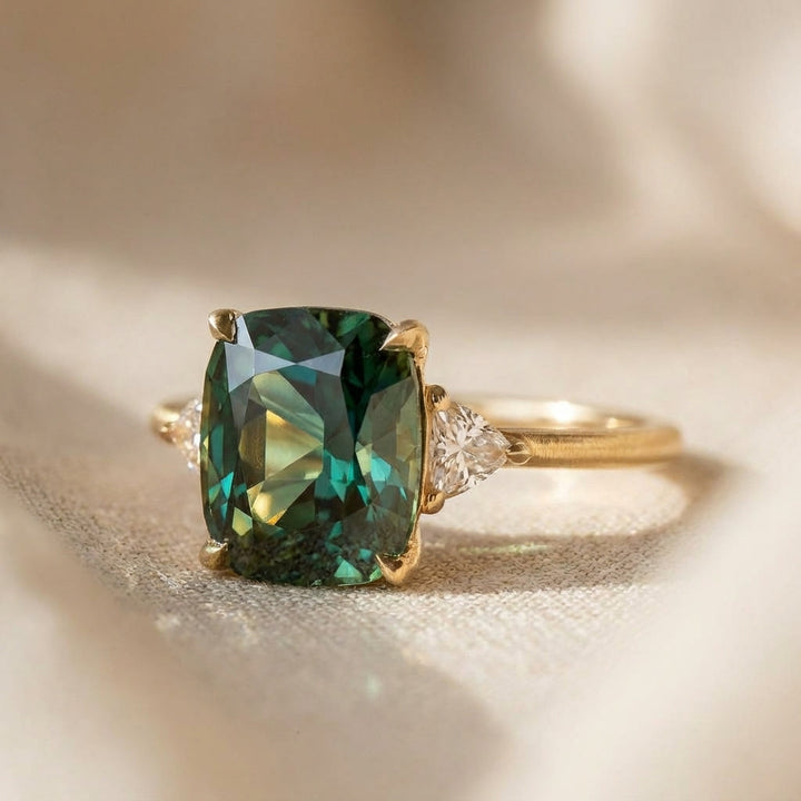 Vintage-inspired gold ring with a green gemstone