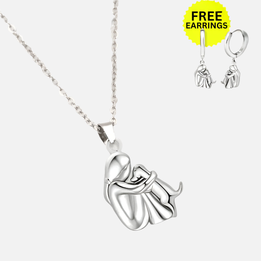 Hug Pendant Necklace with Bonus Earrings - Limited Time Offer
