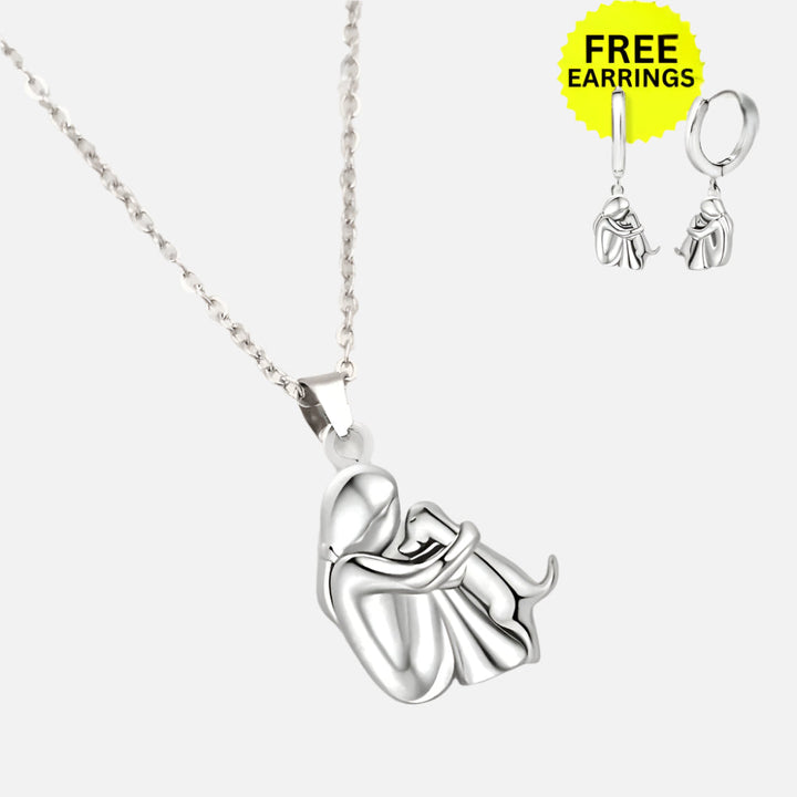 Hug Pendant Necklace with Bonus Earrings - Limited Time Offer