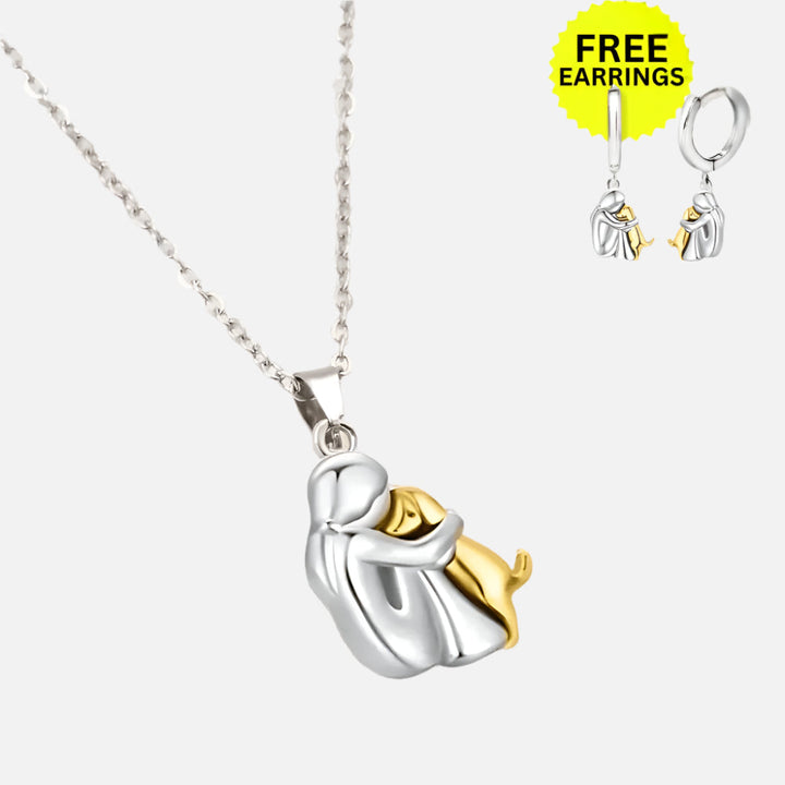 Hug Pendant Necklace with Bonus Earrings - Limited Time Offer