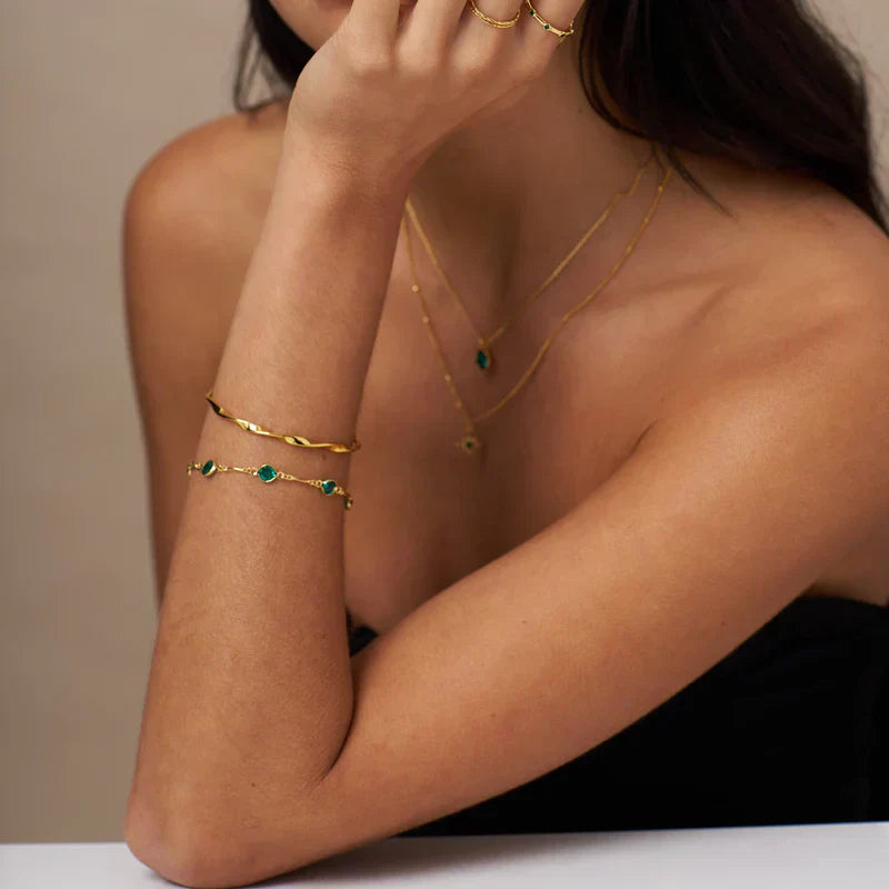 Emerald Link Bracelet | Gold