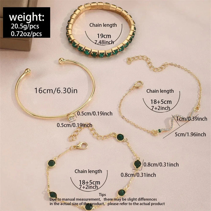 Layered Emerald Bracelet Set