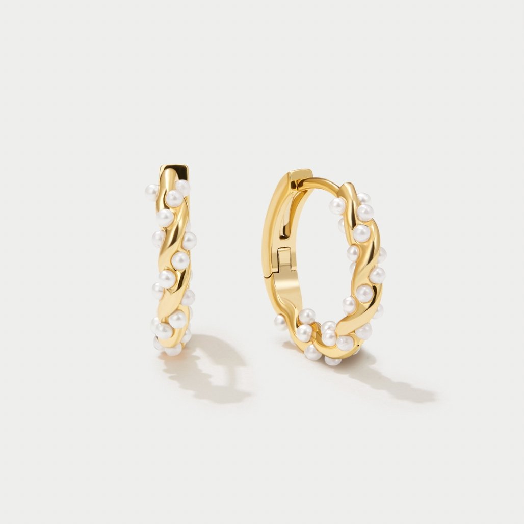Twisted Pearl Hoop Earrings