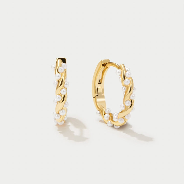 Twisted Pearl Hoop Earrings